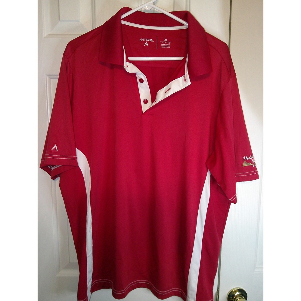 Antigua Golf Polo Shirt Hidden Hills Short Sleeve Red White XL